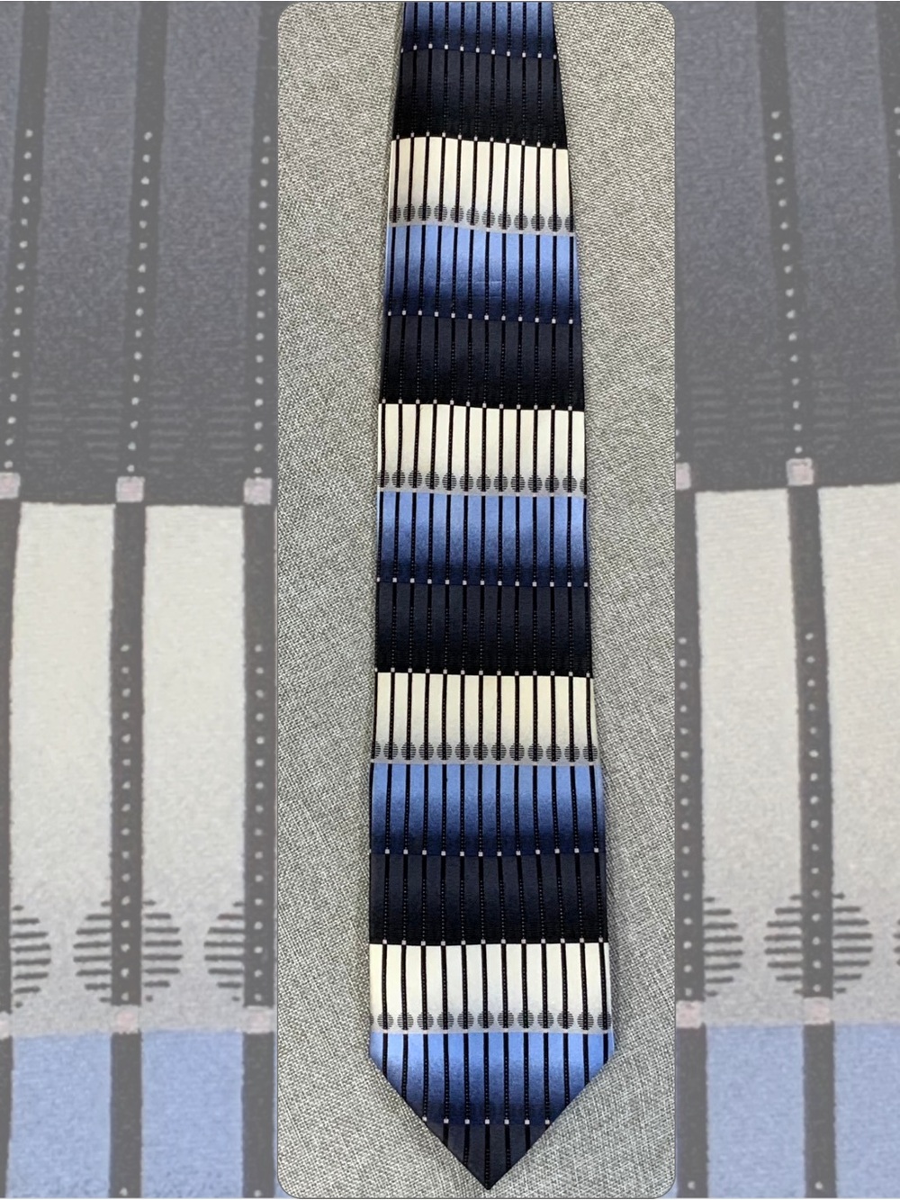 Colours by Alexander Julian Silk Necktie Blue Black Geometric Stripe